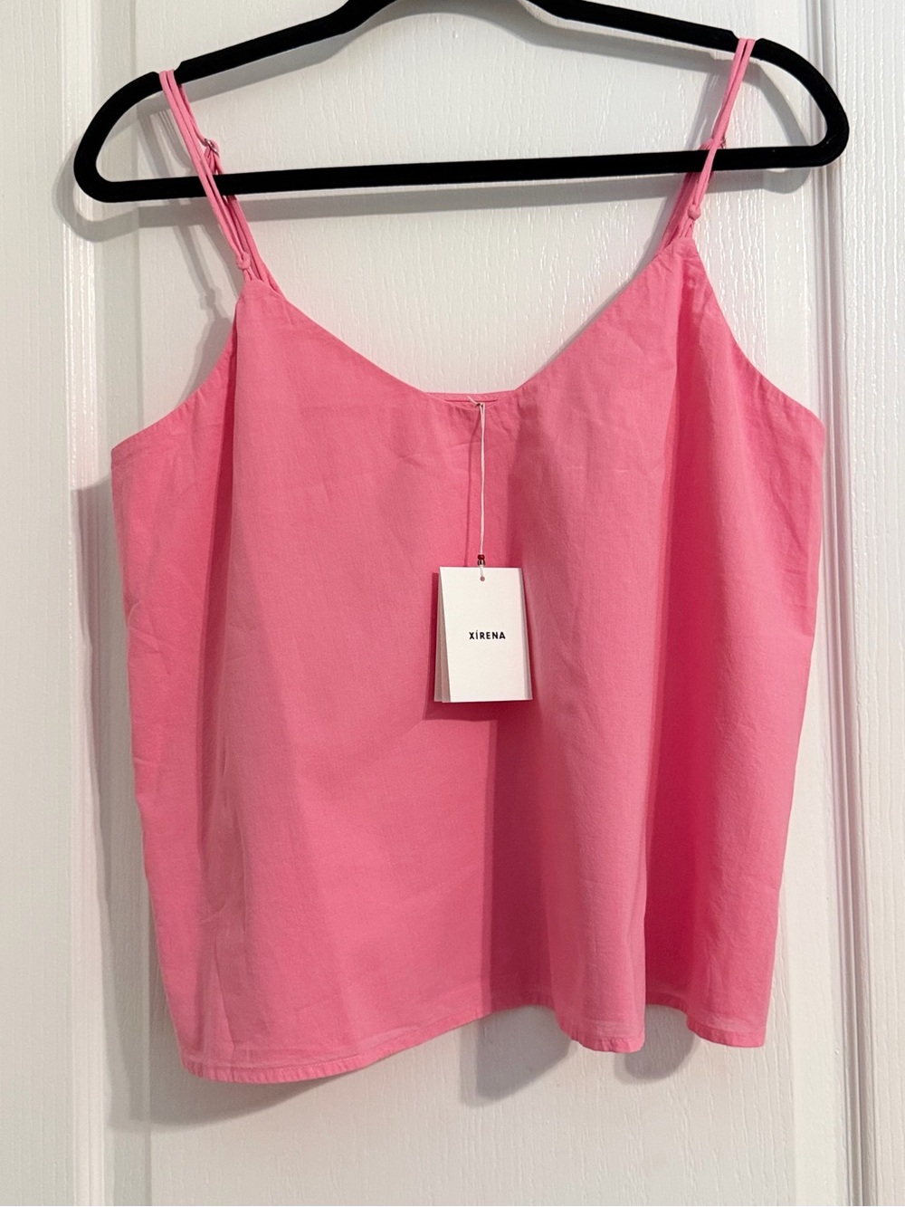 NWT XiRENA Pink Double-Spaghetti Strap Barbiecore Feminine Cotton Camisole Sz L